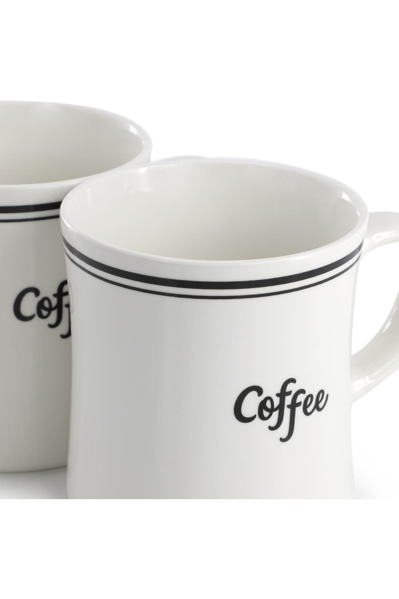 4 Piece 15 Ounce Fine Cermic Coffee Text Mug Set, Alternate, color, White