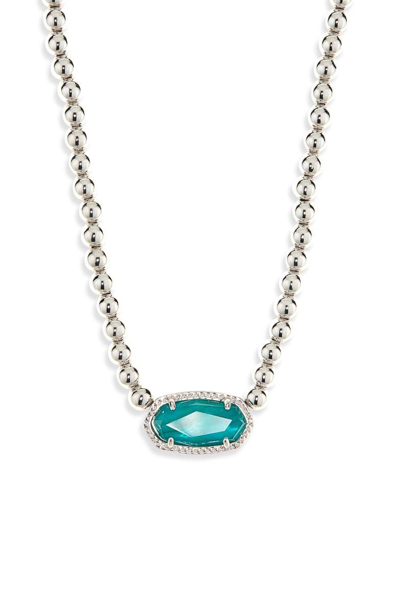Kendra Scott Elisa Ball Chain Necklace, Main, color, Silver Bright Aqua Illusion