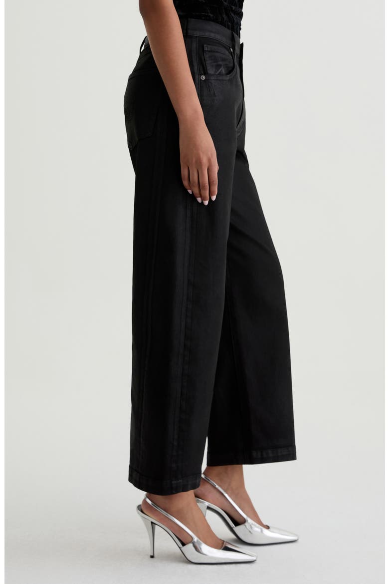 Hattie Coated High Waist Ankle Barrel Jeans, Alternate, color, BLACK
