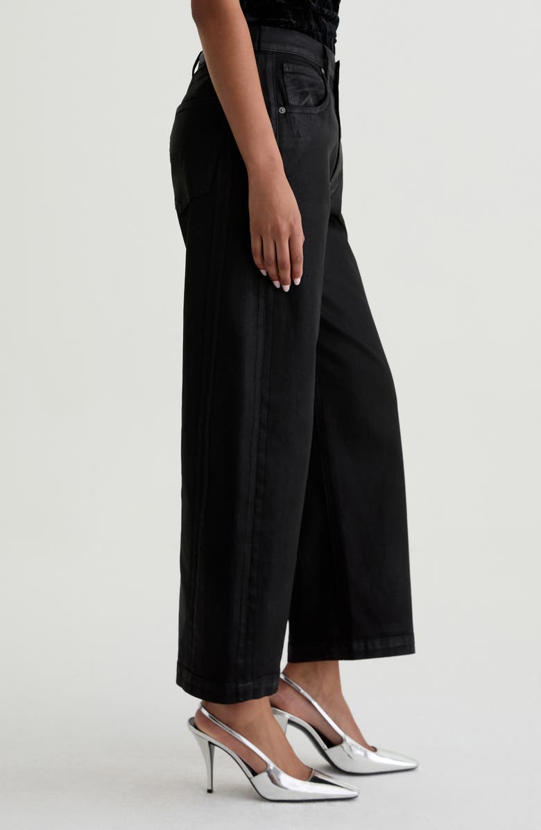 AG Hattie Coated High Waist Ankle Barrel Jeans, Alternate, color, Black