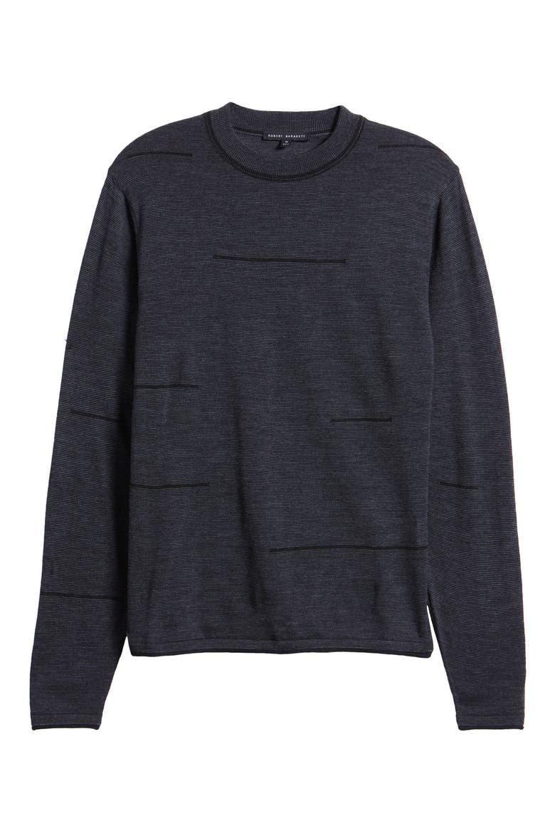 Albany Broken Stripe Wool Crewneck Sweater, Alternate, color, GREY