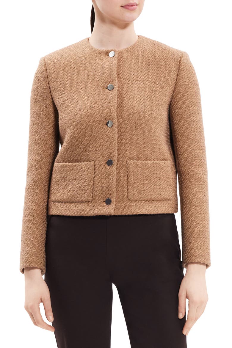 Tweed Crop Jacket, Main, color, PALOMINO