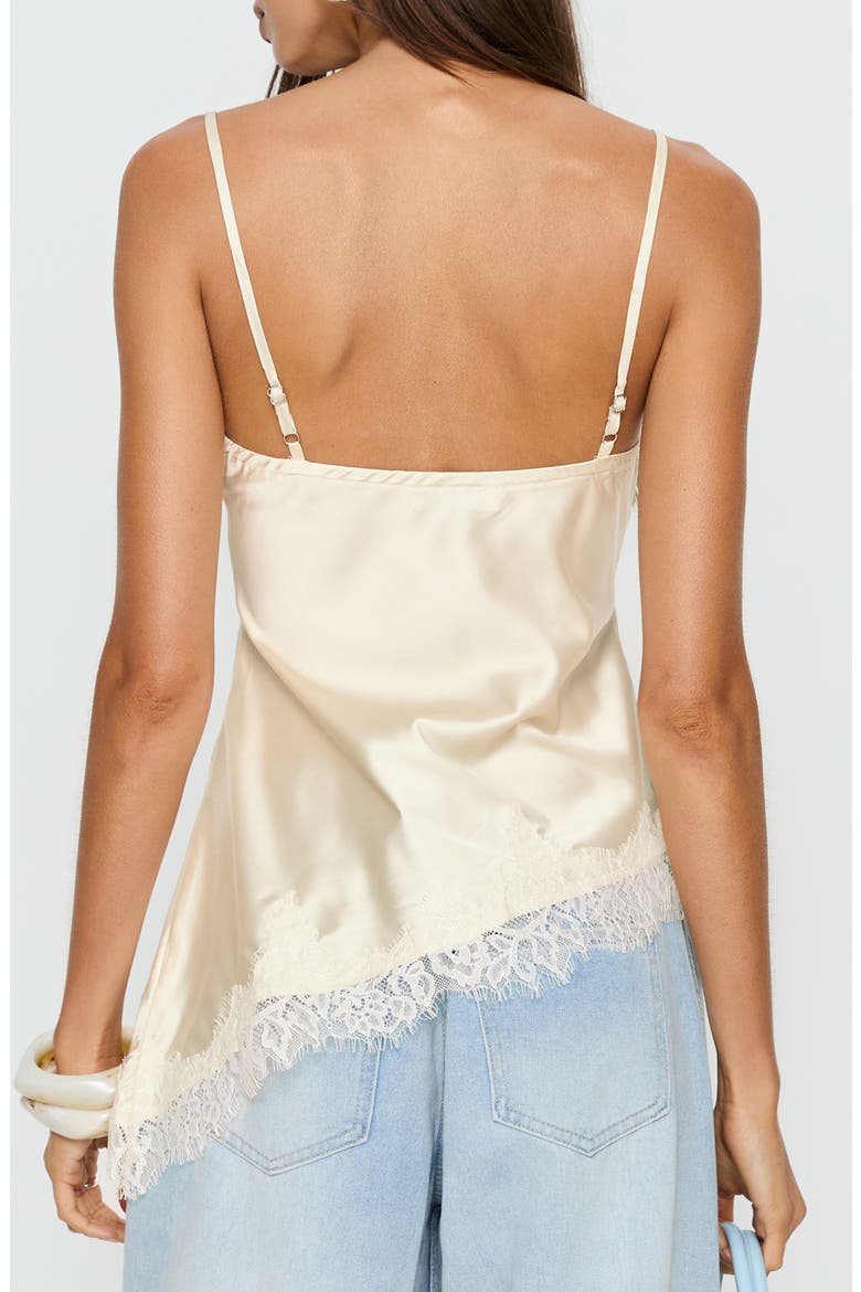 Winta Lace Trim Asymmetrical Satin Camisole, Alternate, color, CREAM