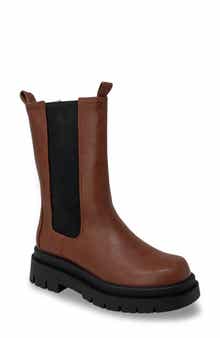 CHASE AND CHLOE Chase & Chloe Tall Lug Sole Chelsea Boot