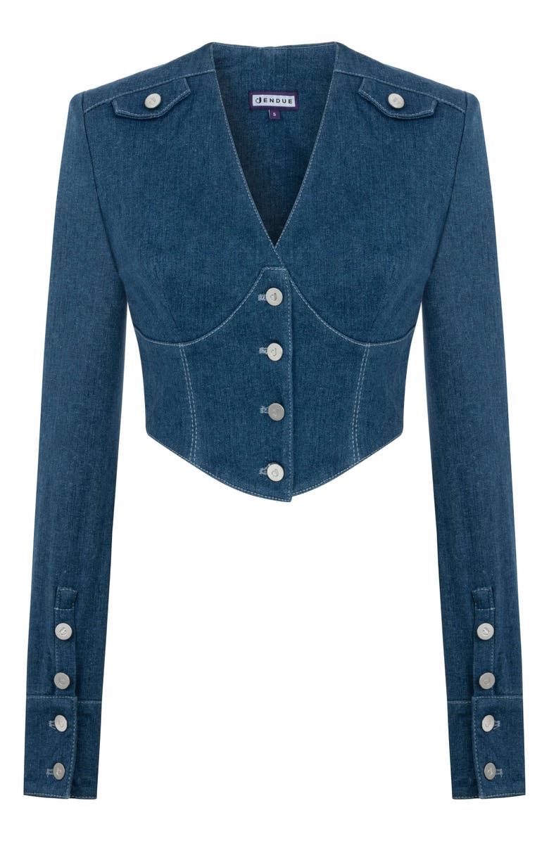 Jendue US Jendue Women's Myla Corset Denim Top - Stylish & Structured, Alternate, color, Blue