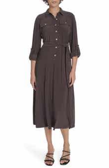 Tommy Hilfiger Roll Tab Sleeve Midi Dress