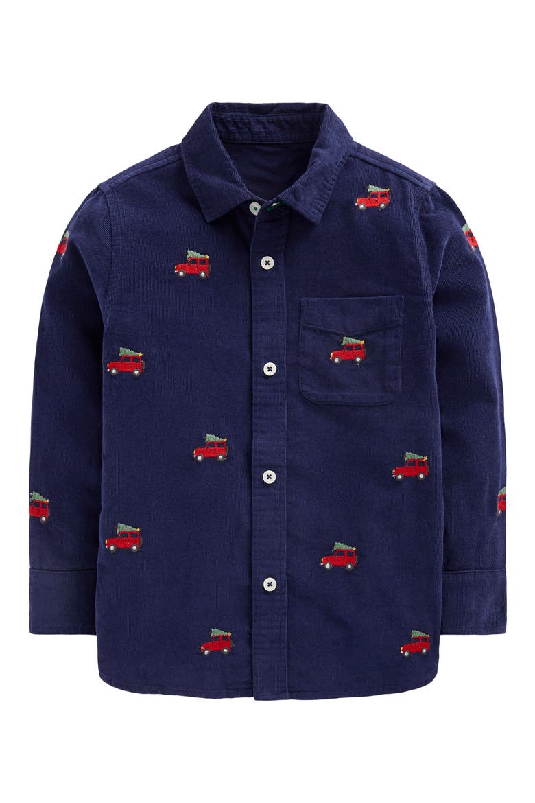 Kids' Embroidered Corduroy Shirt, Main, color, COLLEGE NAVY JEEP