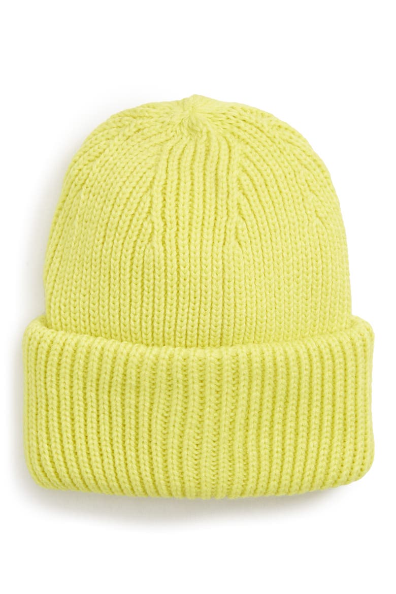 Oversized Knit Beanie, Main, color, LIME