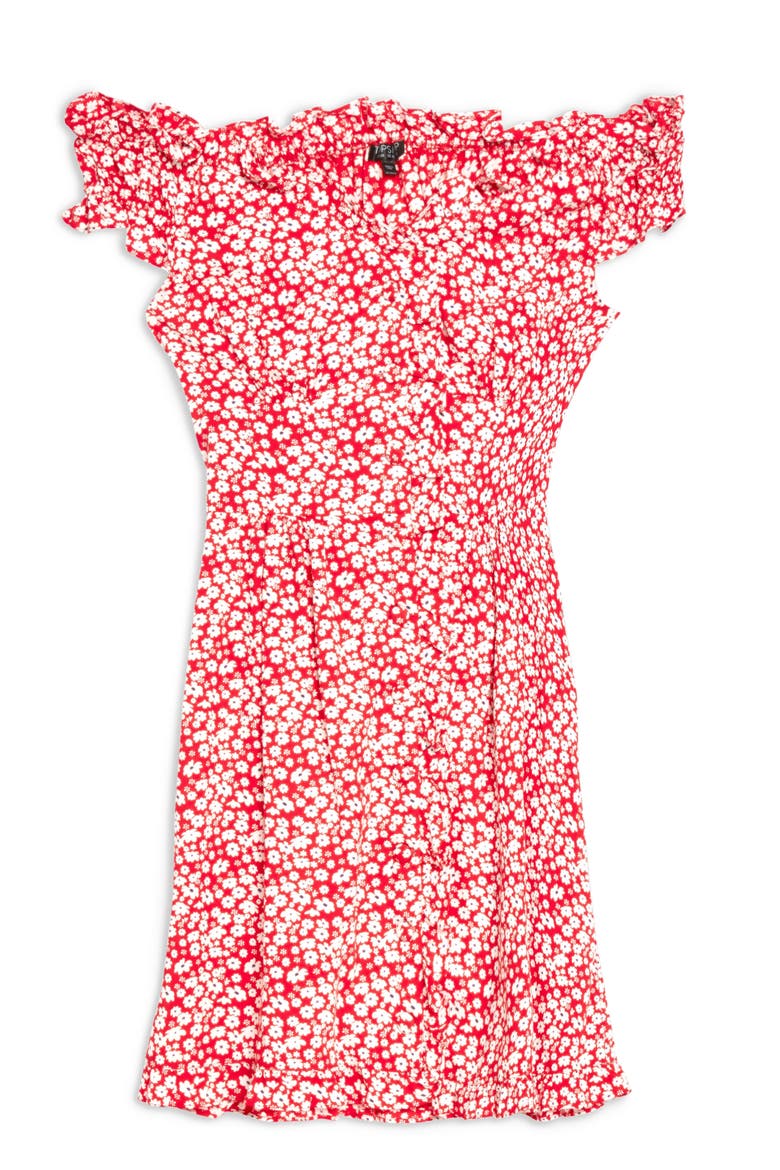 Ditsy Floral Minidress, Alternate, color, RED MULTI