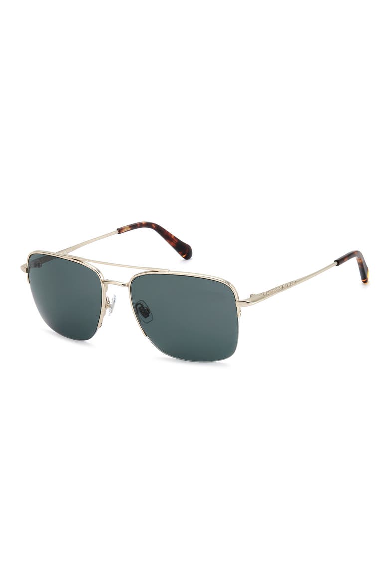 57mm Rectangular Sunglasses, Alternate, color, MATTE LIGHT GOLD/ GREEN