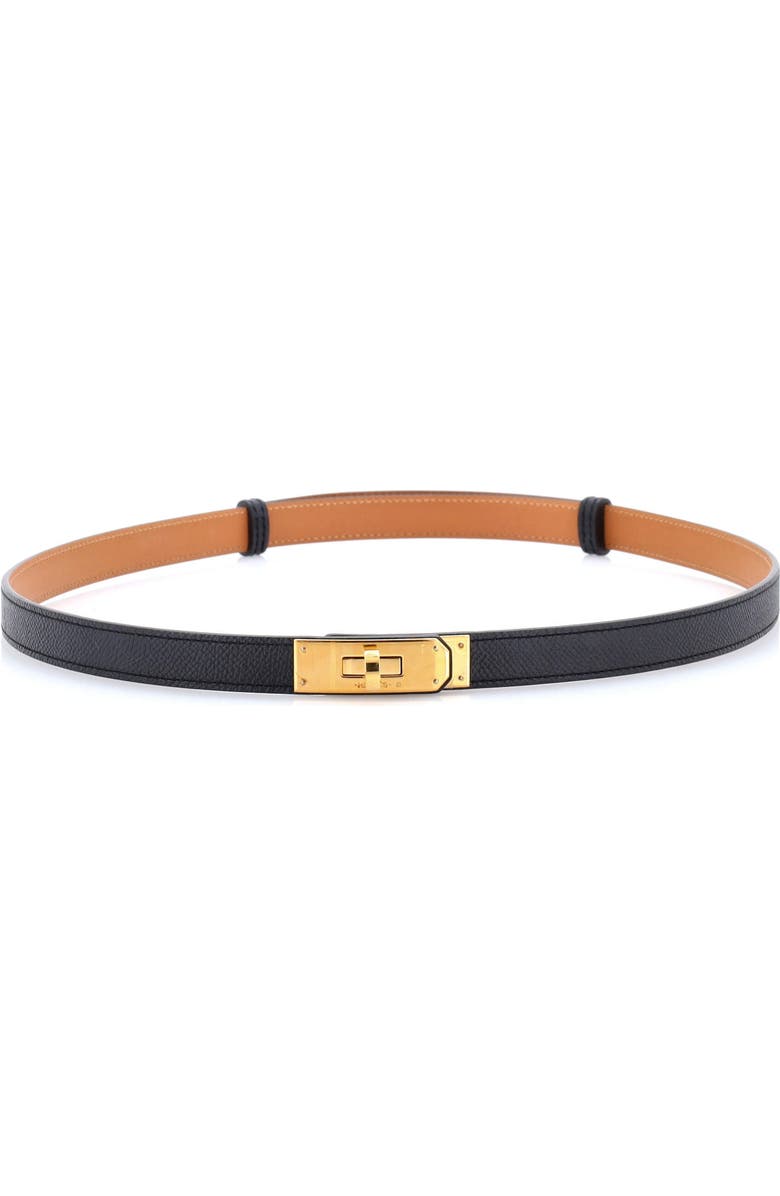 Pre-Owned Hermes Kelly Belt Leather Thin, Alternate, color, Black