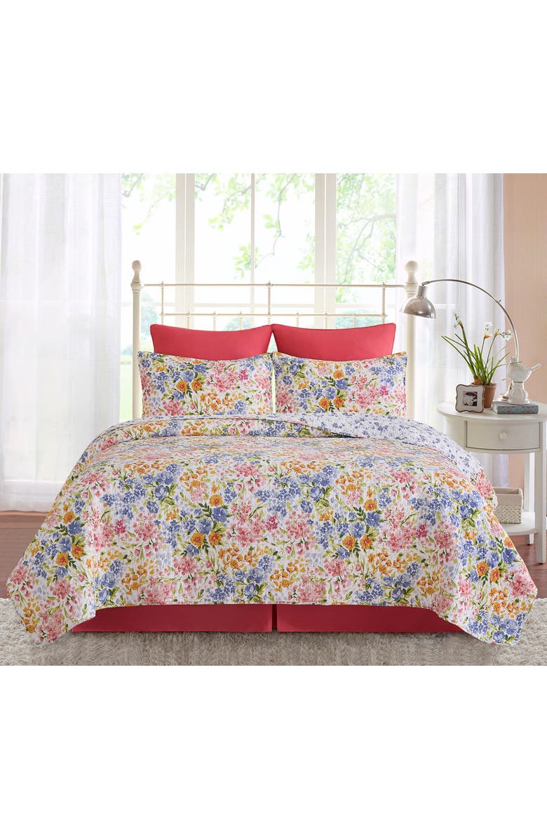 C&F Home Florian Watercolor Bedding Quilt Collection, Alternate, color, Pink