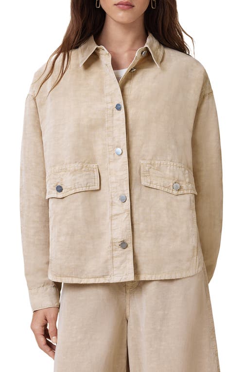 Allsaints Womens Sand Brown Hettie Oversized Linen-blend Shacket