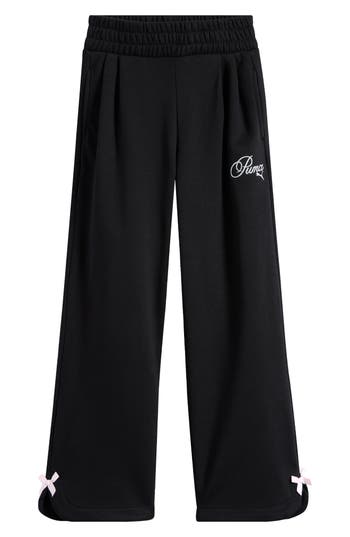 Puma Kids' Bow Society Fleece Wide Leg Sweatpants In Black