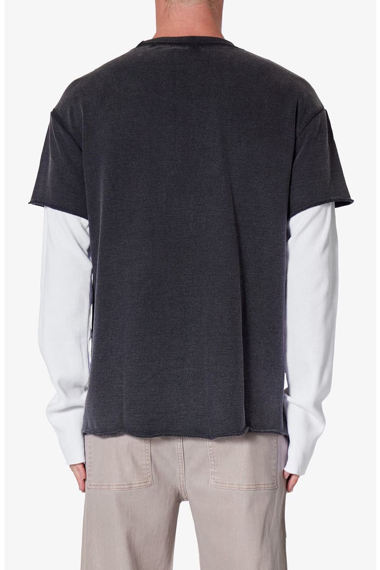 Cotton French Terry Layered Long Sleeve T-Shirt, Alternate, color, WASHED BLACK
