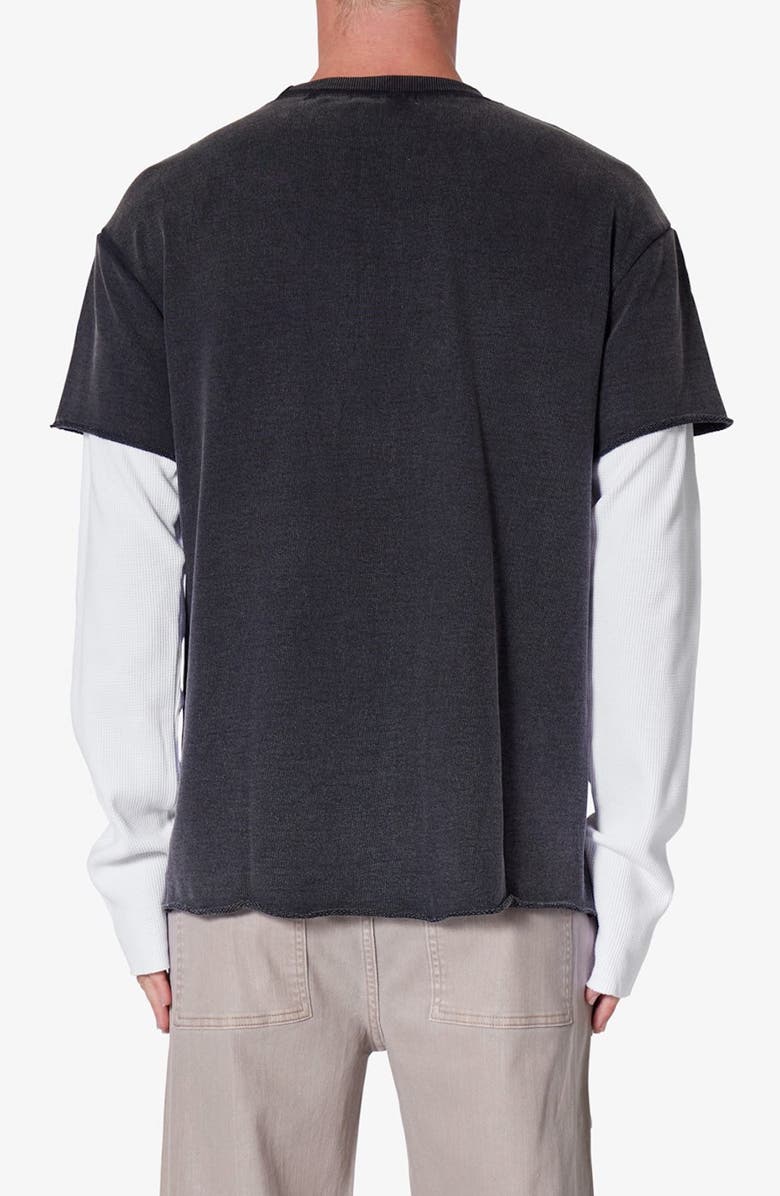 mnml Cotton French Terry Layered Long Sleeve T-Shirt, Alternate, color, Washed Black