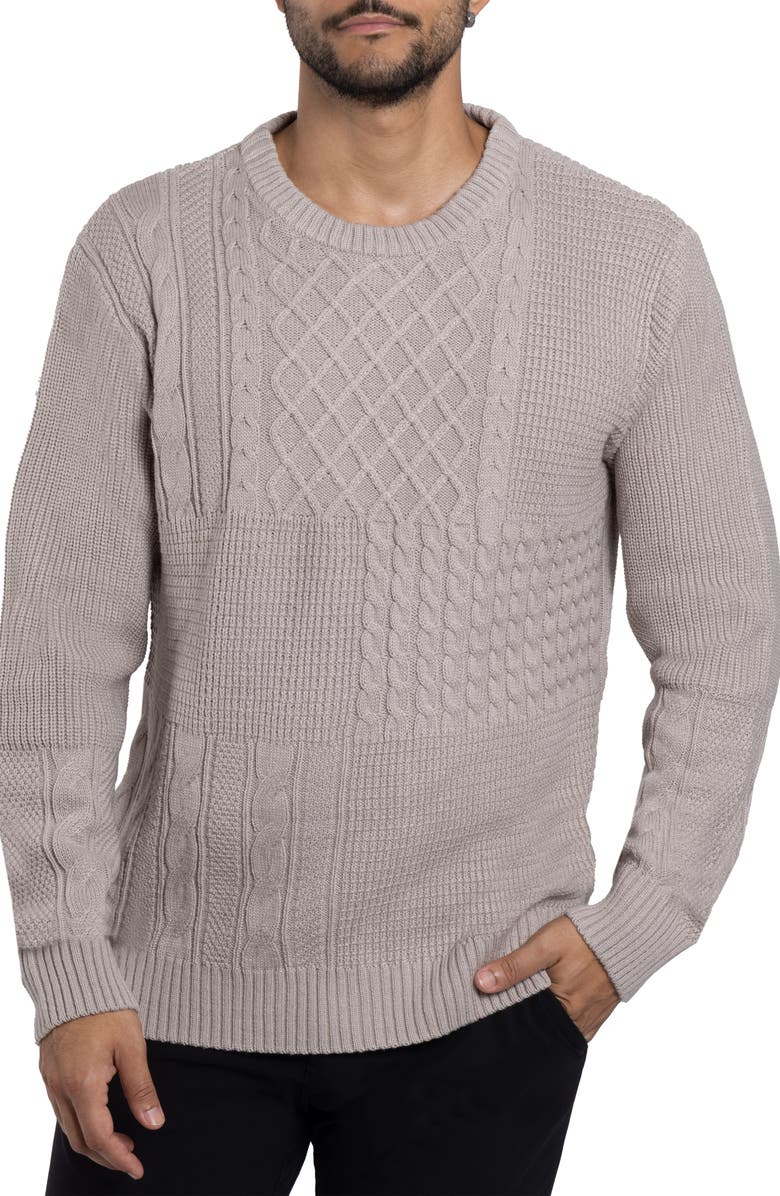 XRAY Mixed Knit Crewneck Pullover Sweater, Main, color, Sand