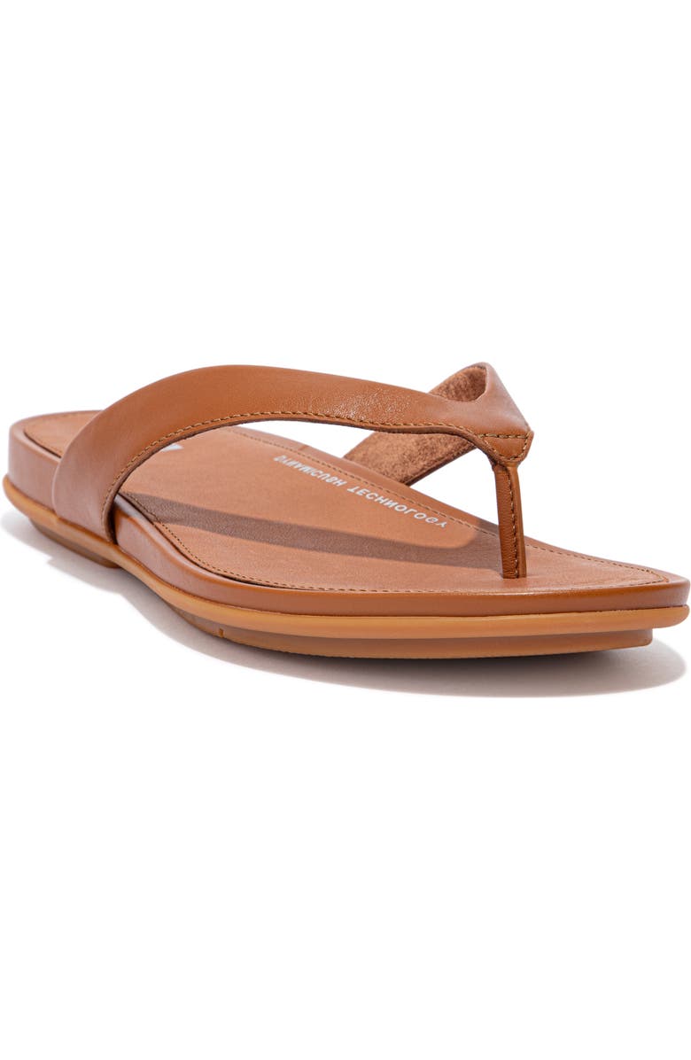 FitFlop Gracie Leather Flip-Flops, Main, color, Light Tan
