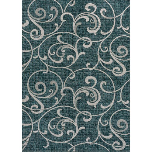 Jonathan Y Maribel Traditional Classic All-over Scroll Indoor/outdoor Area Rug In Turquoise/cream