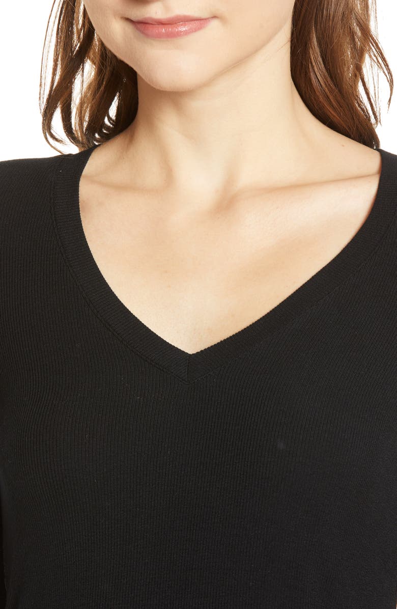 Splendid Valley Rib V-Neck Tee, Alternate, color, Black