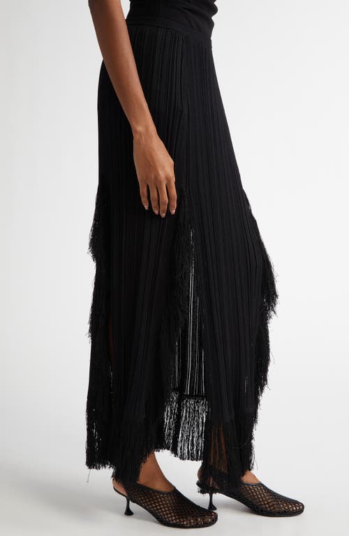 Proenza Schouler Alaina Fringe Knit Slits Maxi Skirt In Black