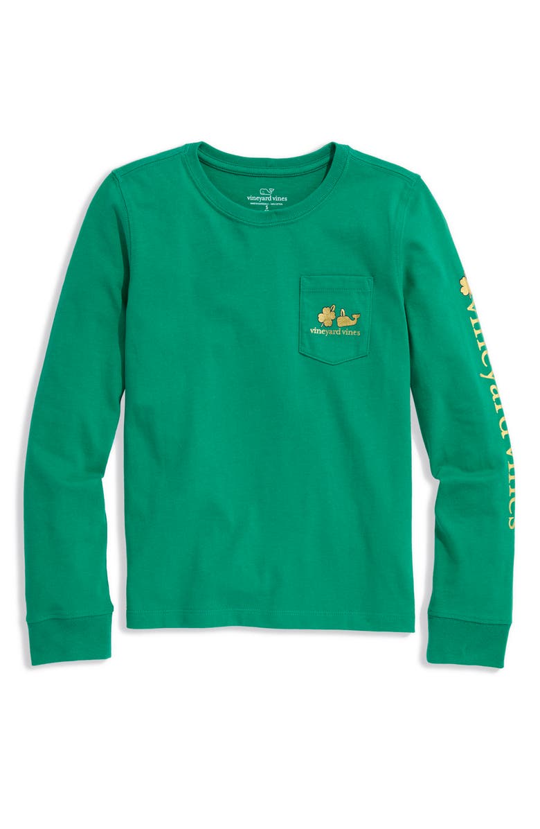 vineyard vines Kids' Whale Logo Pocket Long Sleeve Graphic T-Shirt, Main, color, Sea Swell