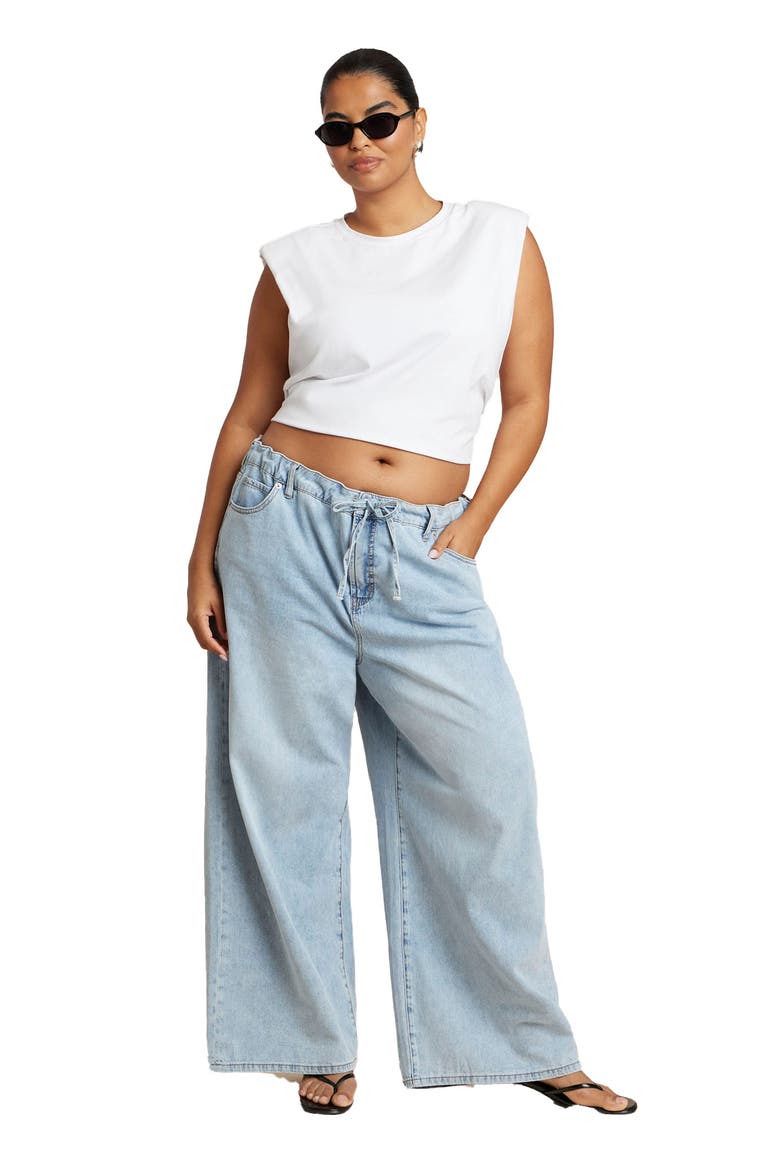 Drawstring Waist Lightweight Jean, Alternate, color, LIGHT WASH