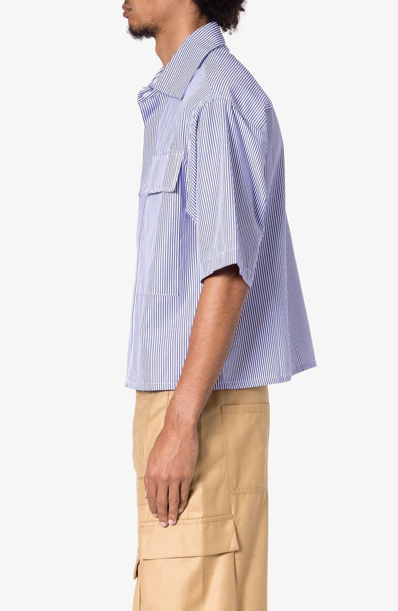 mnml Oversize Crop Stripe Short Sleeve Button-Up Shirt, Alternate, color,