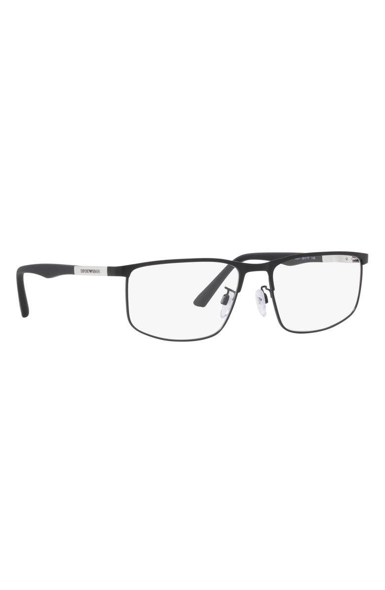 Emporio Armani 54mm Pillow Optical Glasses, Alternate, color, Matte Black / Demo Lens