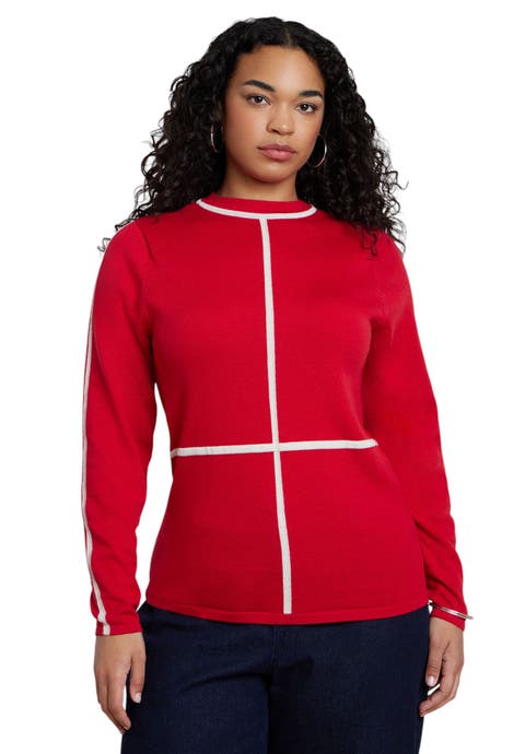 Contrast Line Detail Turtleneck Sweater
