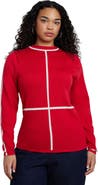 ELOQUII Contrast Line Detail Turtleneck Sweater