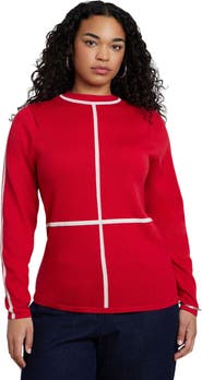 ELOQUII Contrast Line Detail Turtleneck Sweater