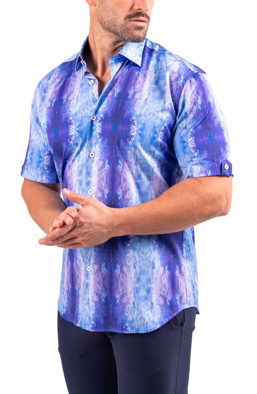 Maceoo Galileo Resistance2217 Blue Short Sleeve Cotton Button-up Shirt