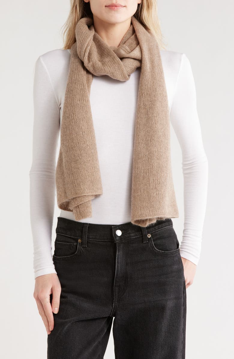 Portolano Cashmere Knit Wrap Scarf, Main, color, Nile Brown
