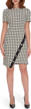 Tommy Hilfiger Asymmetric Button Houndstooth Minidress