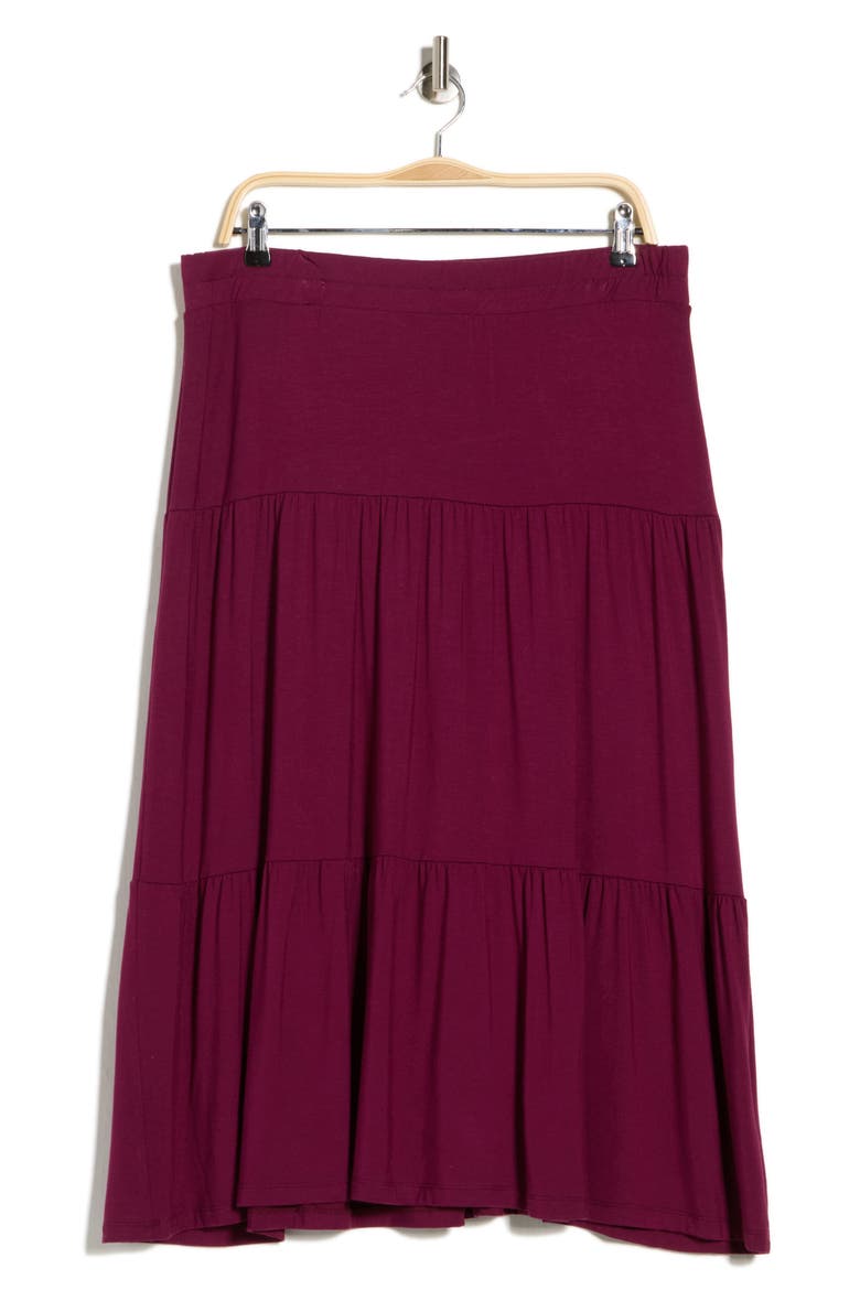 Tiered Jersey Maxi Skirt, Alternate, color, BURGUNDY