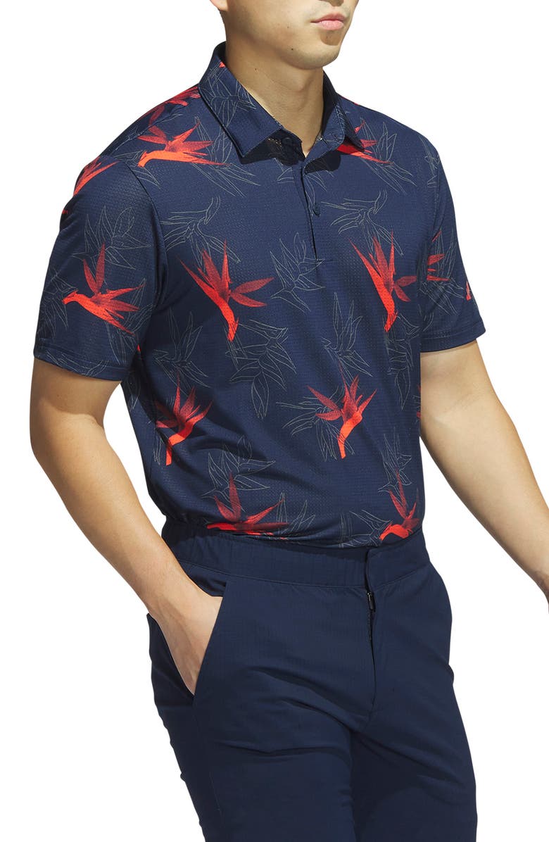 adidas Golf Oasis Floral Mesh Golf Polo, Alternate, color, 