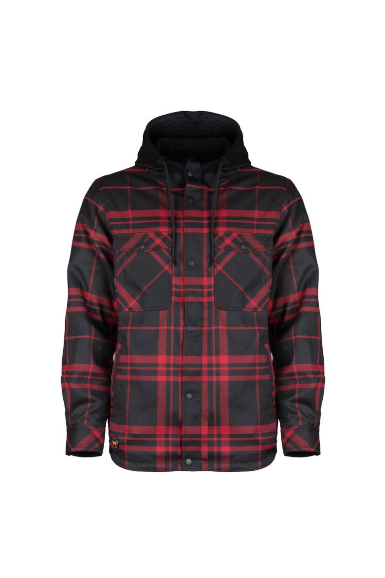 Flannel Heated Hooded Jacket, Alternate, color, Red