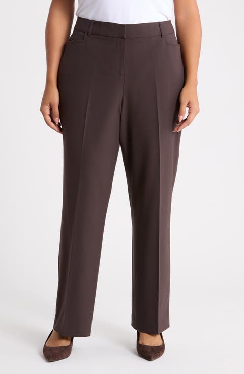 Bird's-Eye Straight Leg Pants