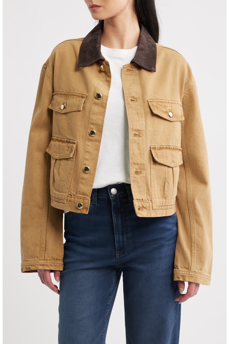 Boxy Denim Jacket, Main, color, SAVANNAS