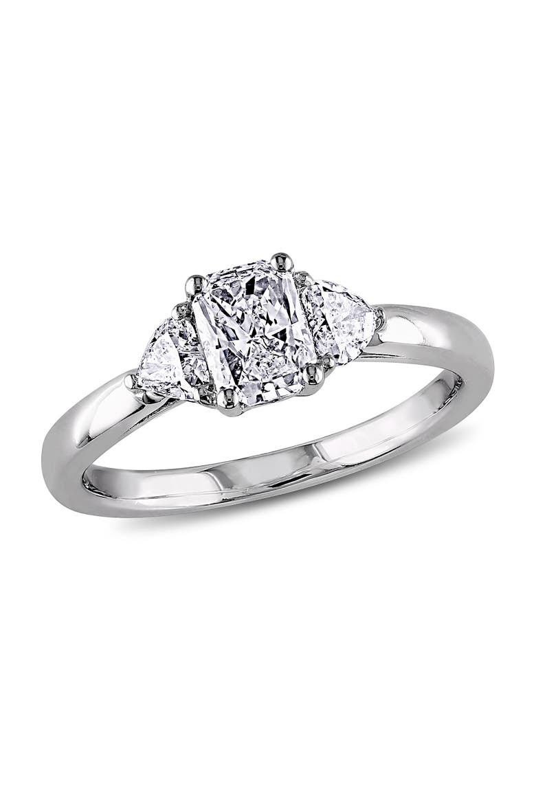 Diamond Radiant Heart 3-Stone Ring 14k, Main, color, 14k White Gold