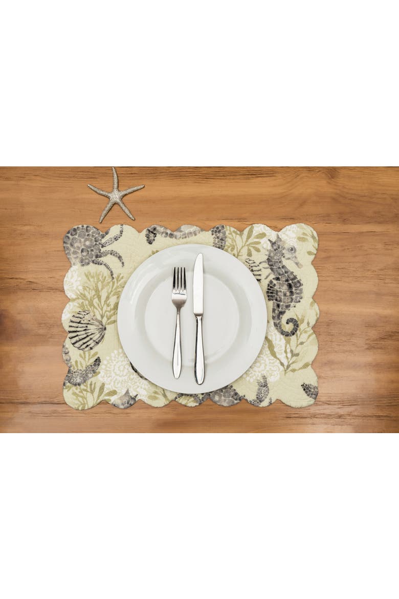 Cannon Beach Placemats, Set of 6, Alternate, color, Green