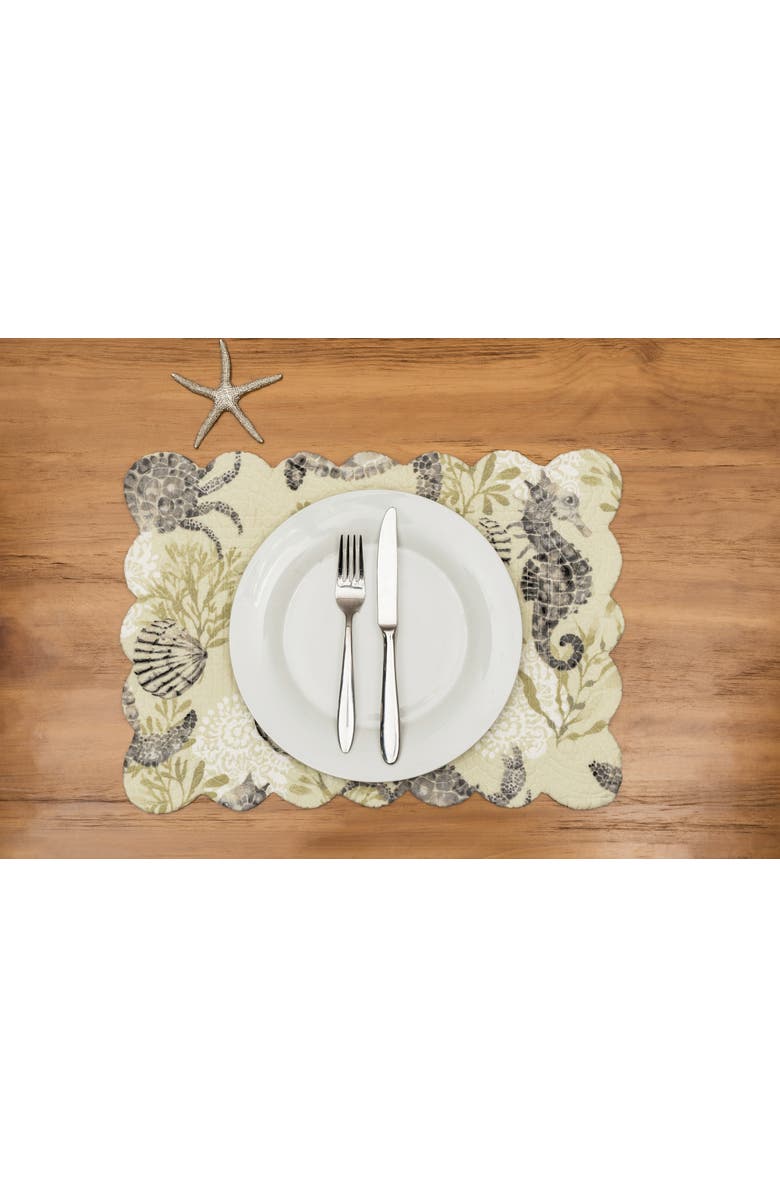 C&F Home Cannon Beach Placemats, Set of 6, Alternate, color, Green