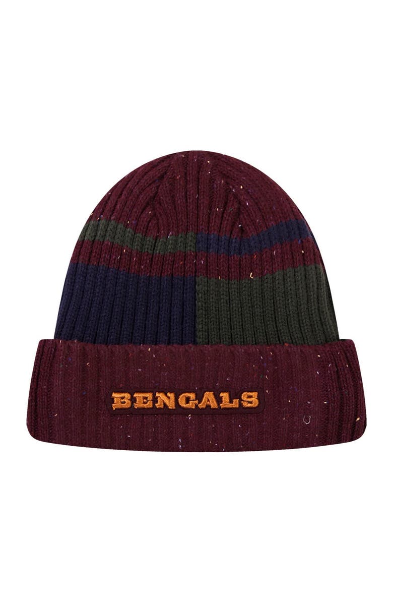 PRO STANDARD Men's Pro Standard Burgundy Cincinnati Bengals Speckled Cuffed Knit Hat, Alternate, color, 