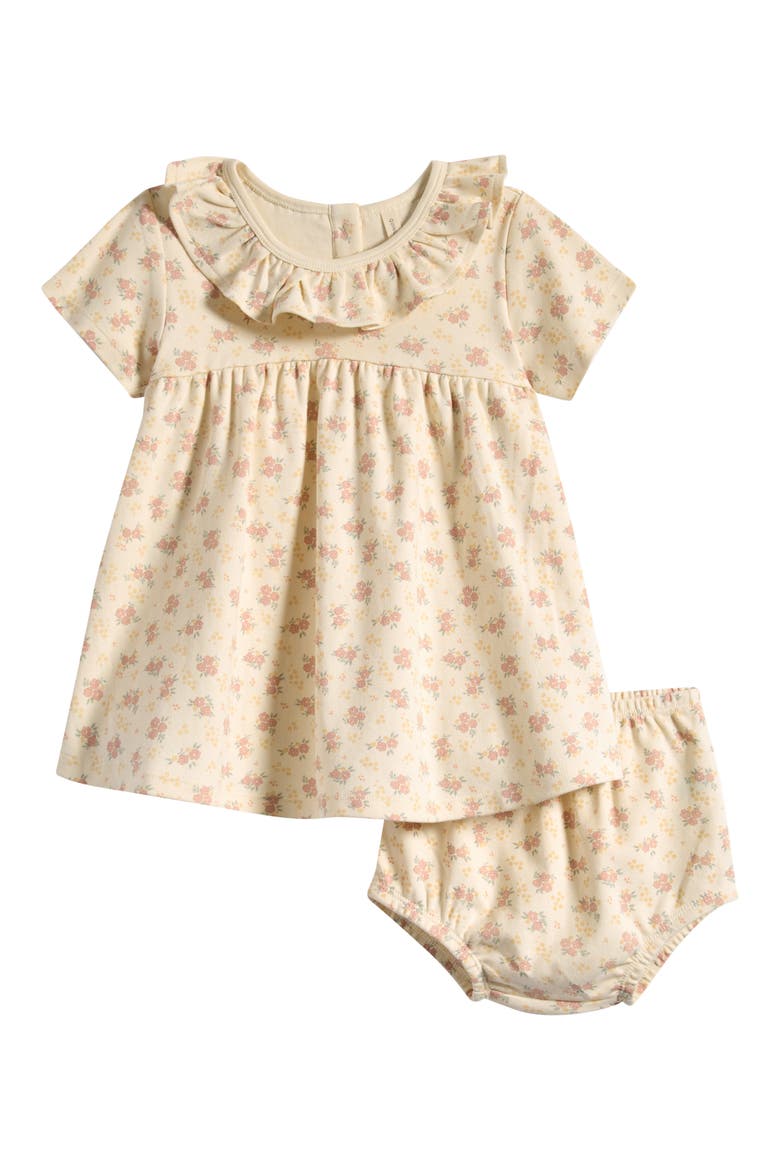 Cotton Jersey Ruffle Dress & Bloomers Set, Main, color, IVORY