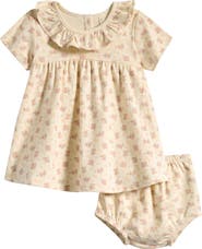QUINCY MAE Cotton Jersey Ruffle Dress & Bloomers Set
