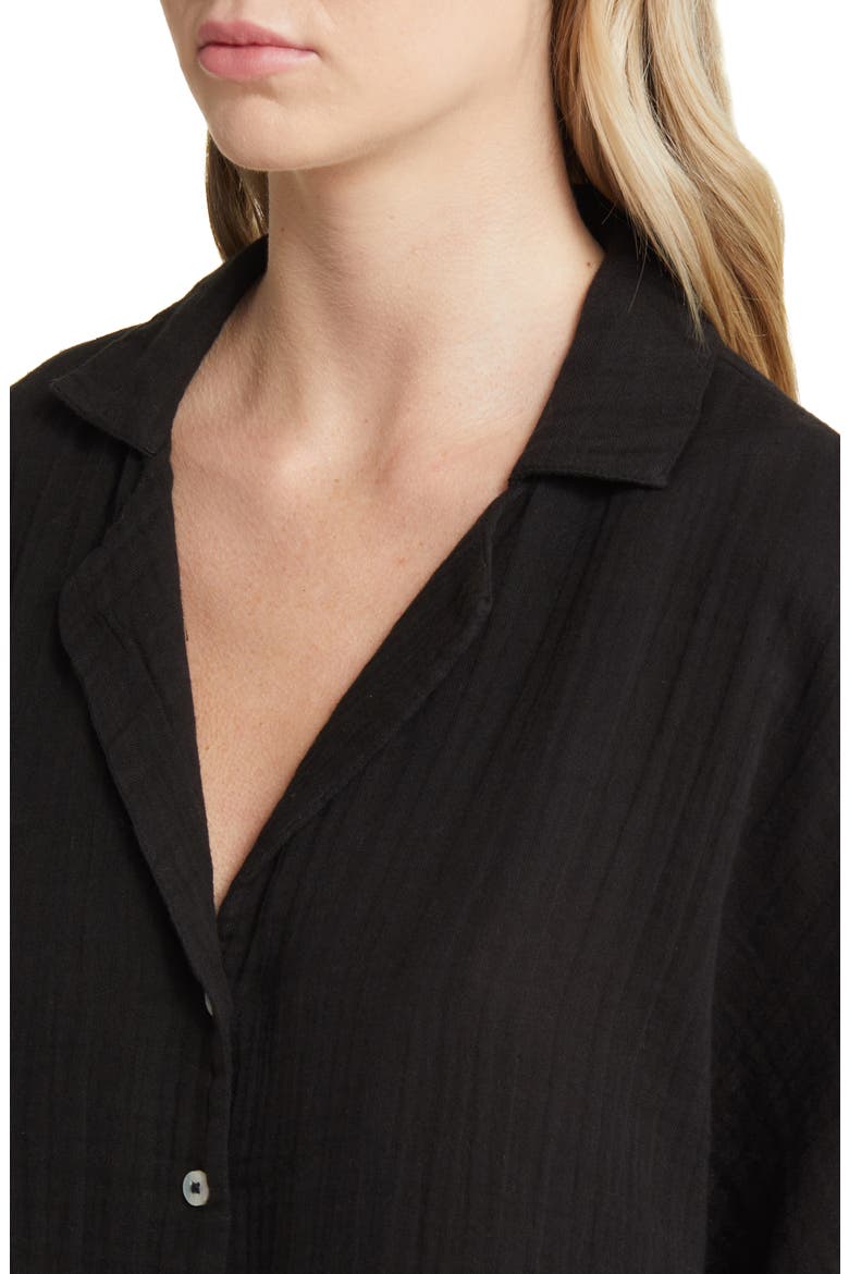 Premium Surf Cotton Gauze Button-Up Shirt, Alternate, color, BLACK
