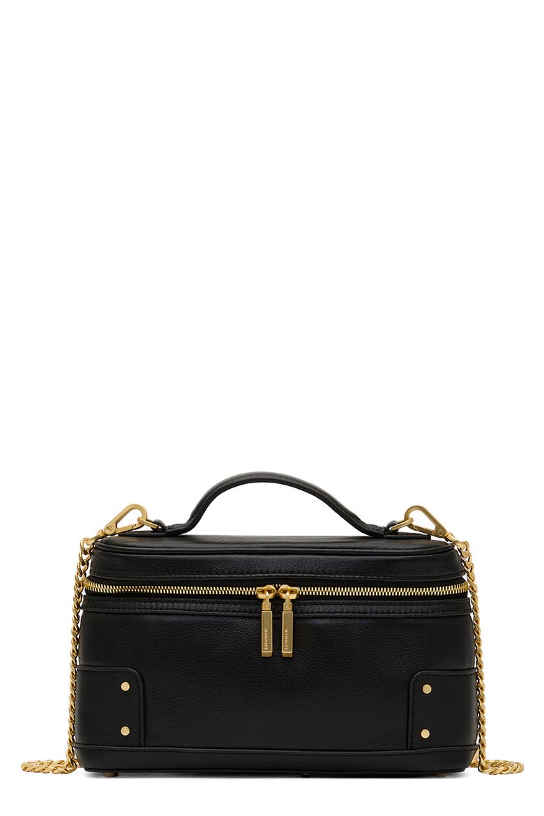 Vanna Leather Case, Main, color, BLACK/ BRUSHED GOLD