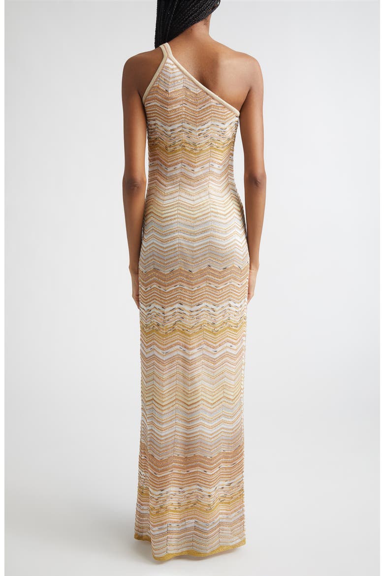 Zigzag One-Shoulder Column Gown, Alternate, color, LIGHT GOLD TONES
