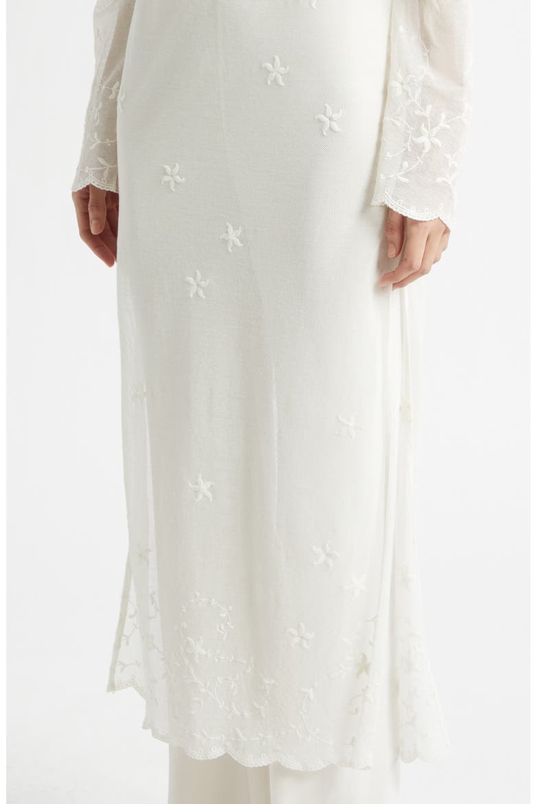 Cove Sheer Embroidered Open Knit Kaftan, Alternate, color, PEARL